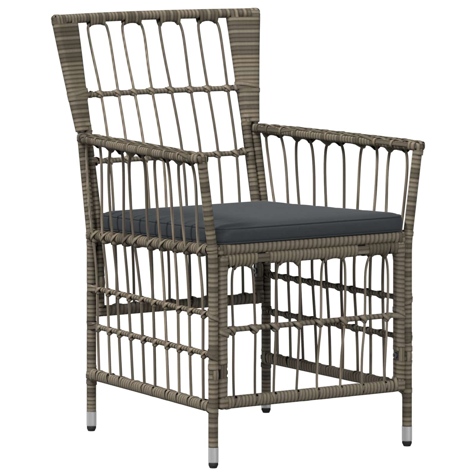 Outdoor-Essgruppe 7 Stk. Grau Poly-Rattan