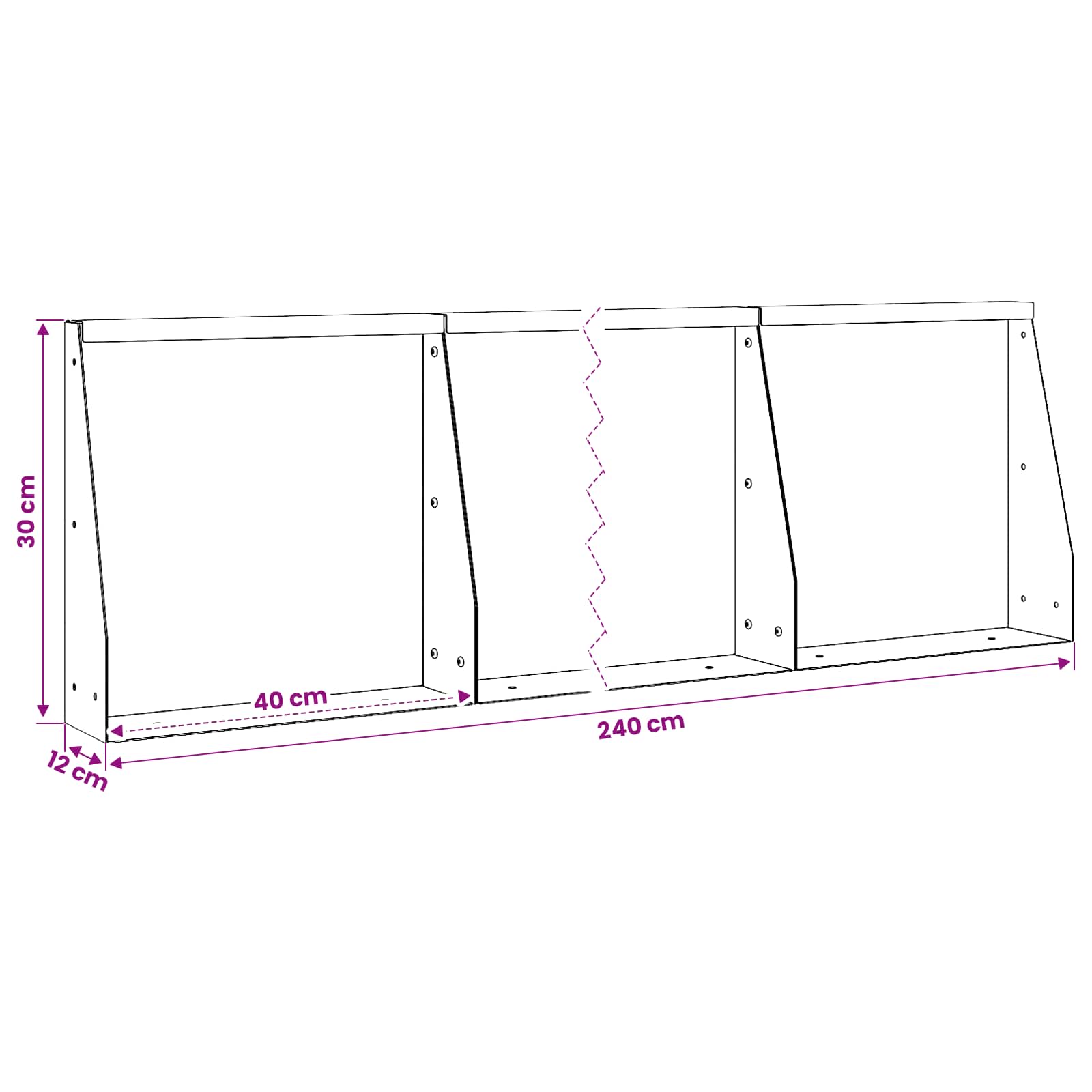 Stützmauer 6 Stk. 40 x 12 x 30 cm Stahl Anthrazit