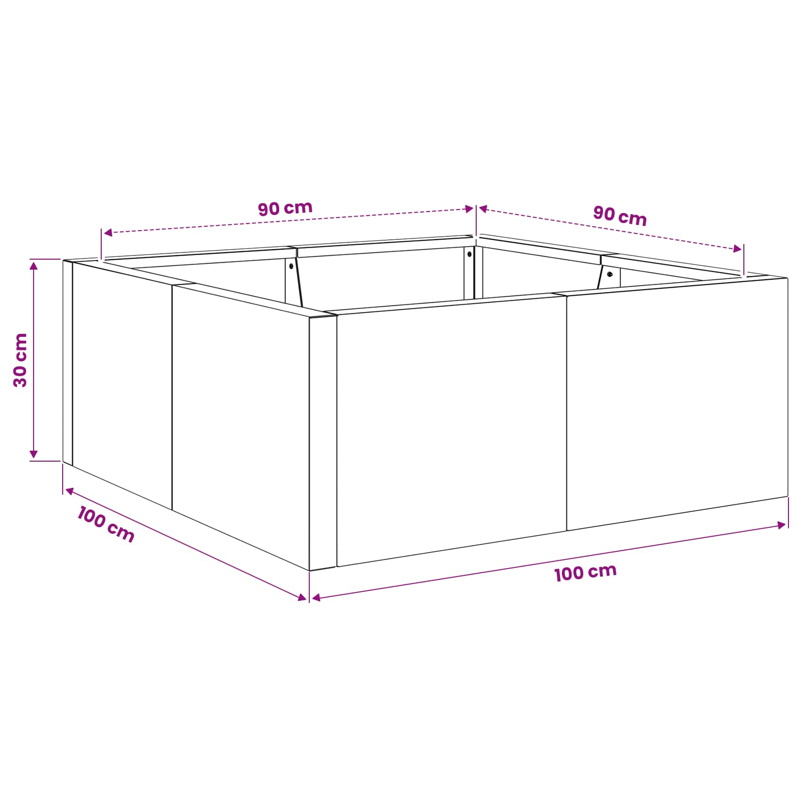 Stützmauer 4 Stk. 100 x 100 x 30 cm Wetterfeststahl Rostoptik