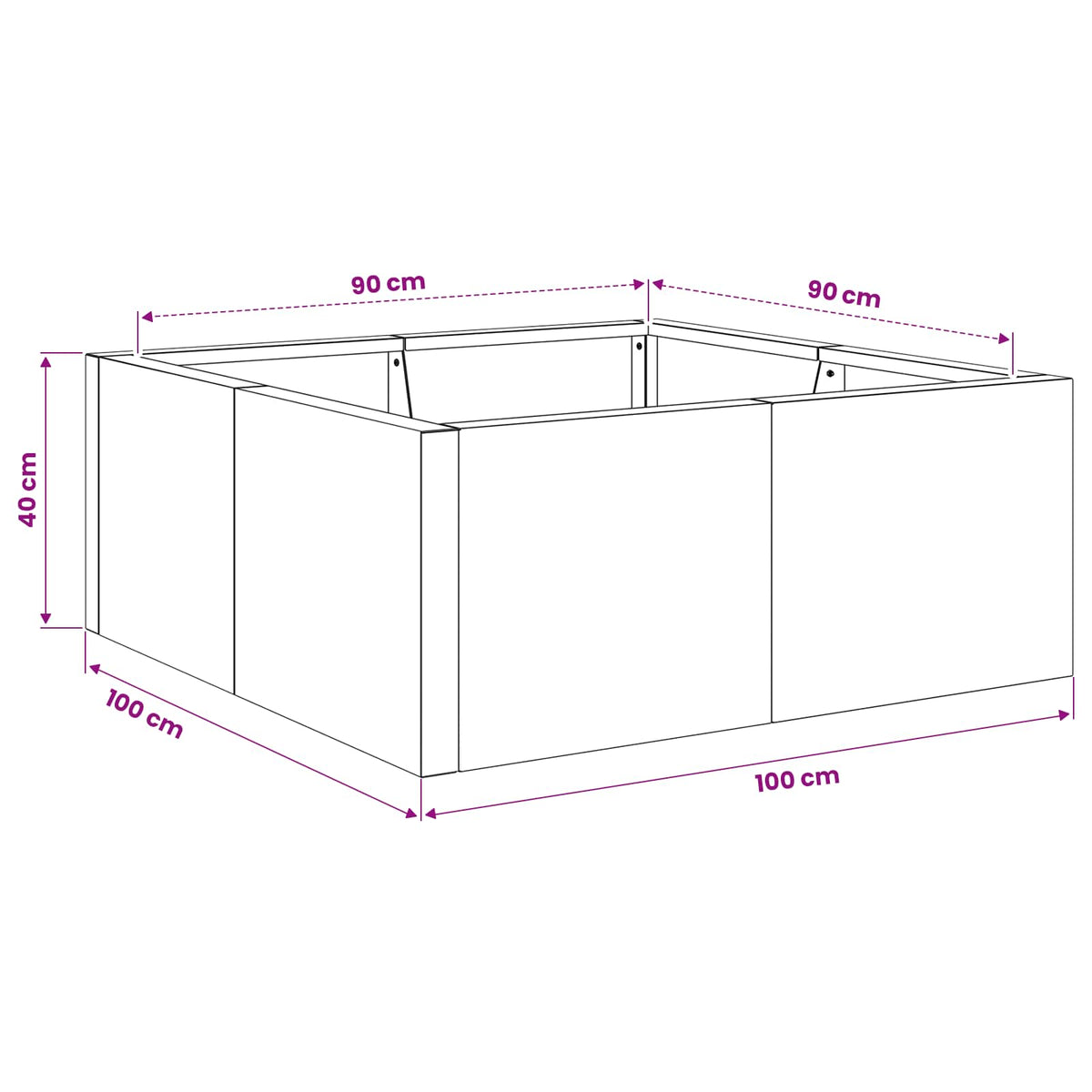 Stützmauer 4 Stk. 100 x 100 x 40 cm Wetterfeststahl Rostoptik