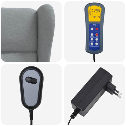 Wing Back elektrischer Massagesessel Hellgrau Stoff