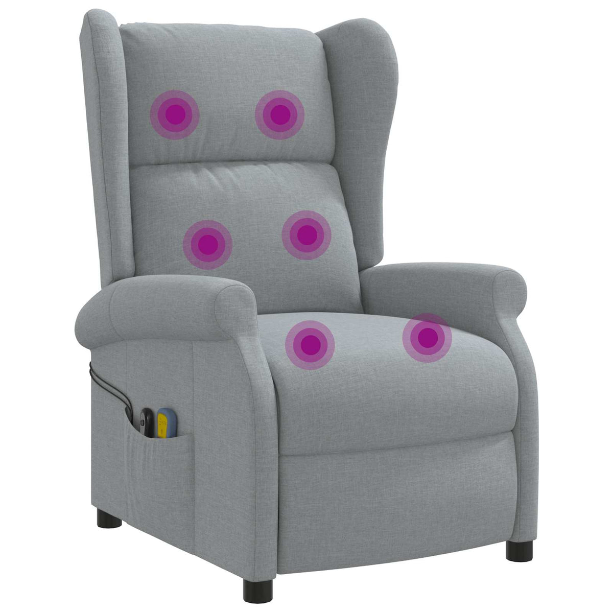Wing Back elektrischer Massagesessel Hellgrau Stoff