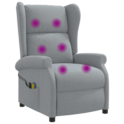 Wing Back elektrischer Massagesessel Hellgrau Stoff