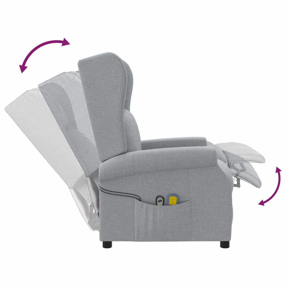 Wing Back elektrischer Massagesessel Hellgrau Stoff