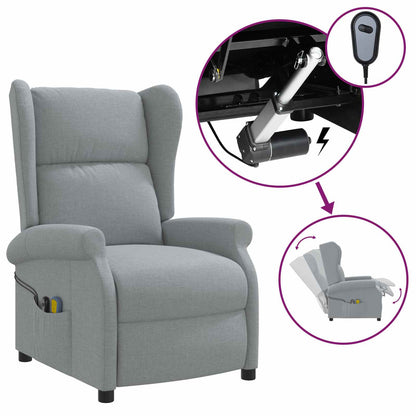 Wing Back elektrischer Massagesessel Hellgrau Stoff