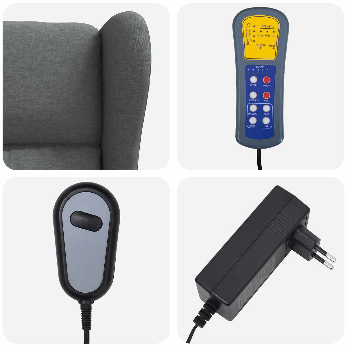 Wing Back elektrischer Massagesessel Dunkelgrau Stoff