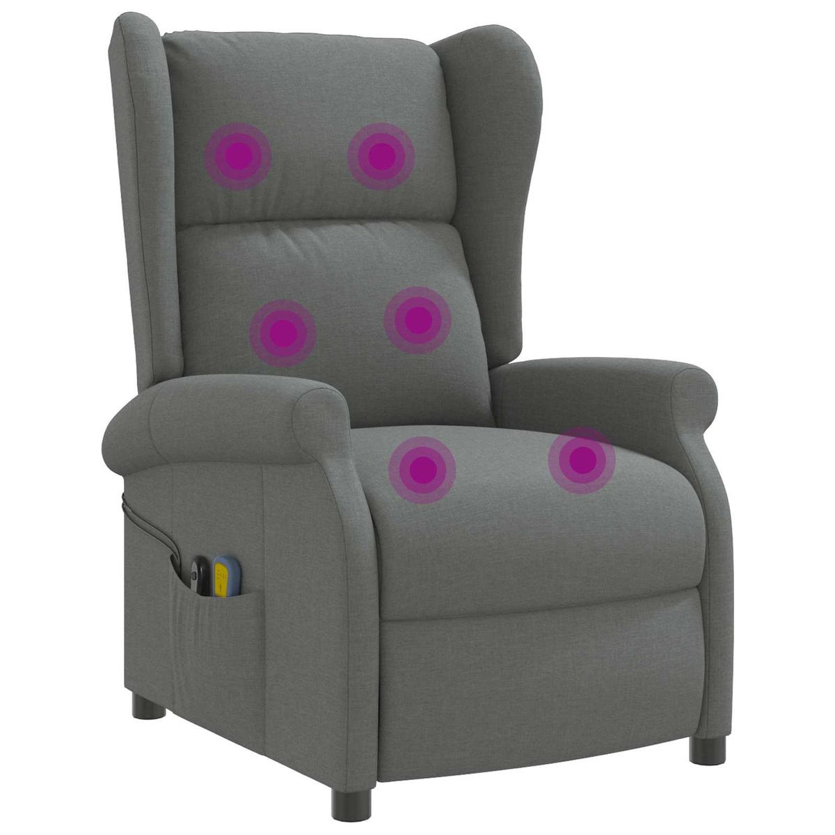 Wing Back elektrischer Massagesessel Dunkelgrau Stoff