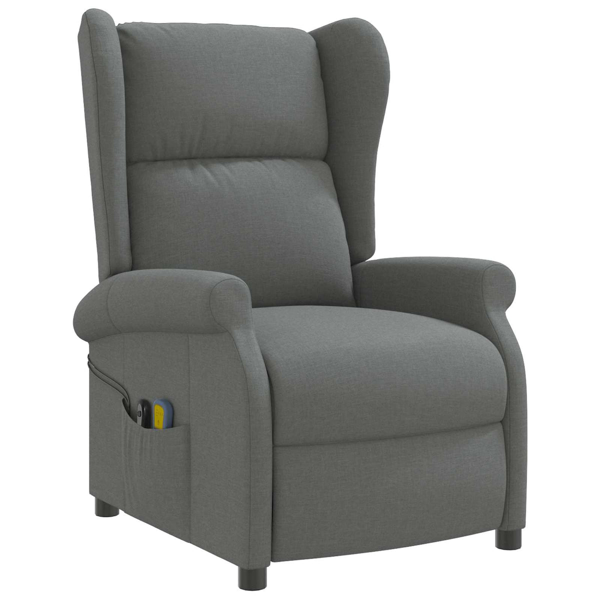 Wing Back elektrischer Massagesessel Dunkelgrau Stoff