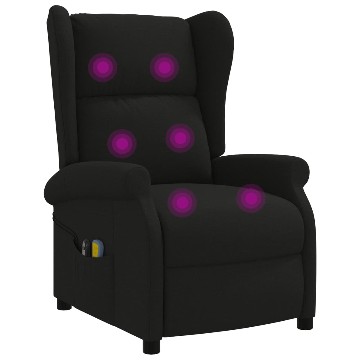 Wing Back elektrischer Massagesessel Schwarz Stoff