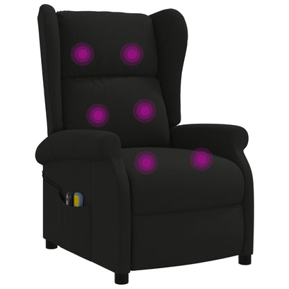 Wing Back elektrischer Massagesessel Schwarz Stoff