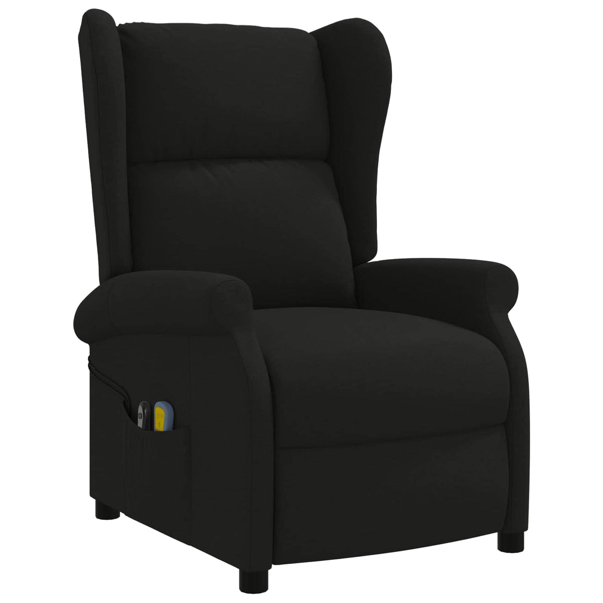 Wing Back elektrischer Massagesessel Schwarz Stoff