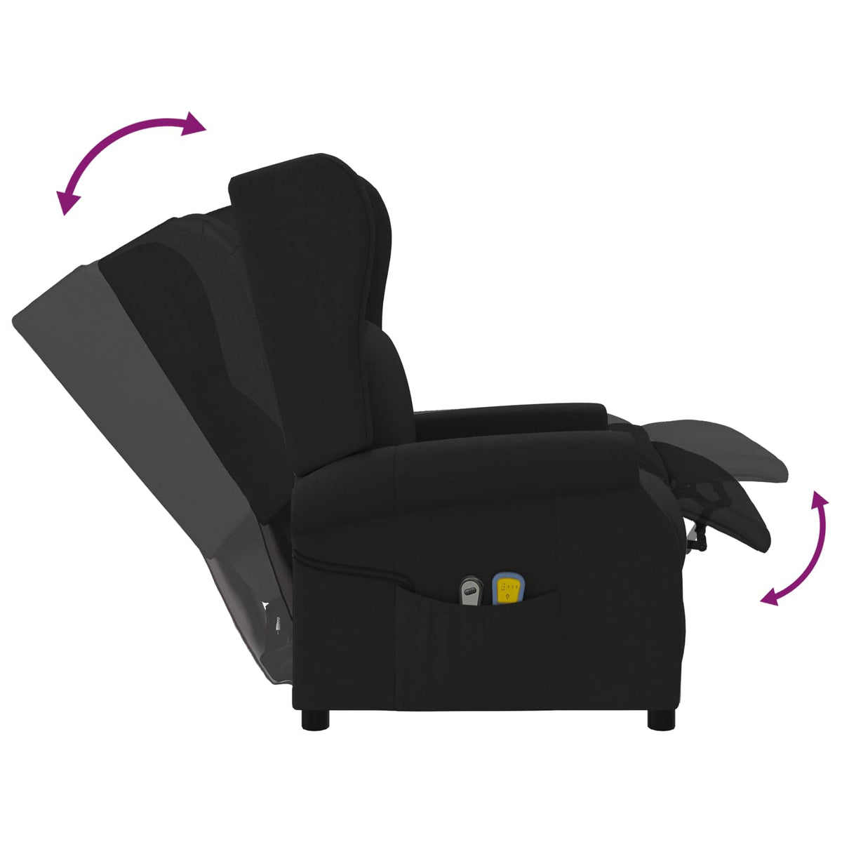Wing Back elektrischer Massagesessel Schwarz Stoff