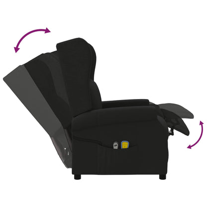 Wing Back elektrischer Massagesessel Schwarz Stoff