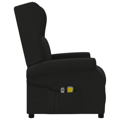 Wing Back elektrischer Massagesessel Schwarz Stoff