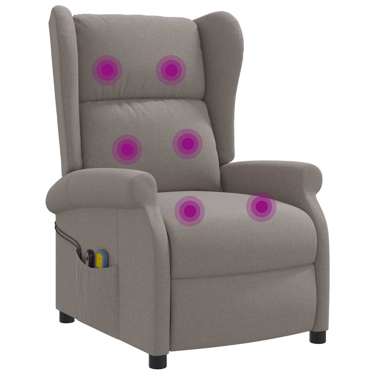 Wing Back elektrischer Massagesessel Taupe Stoff