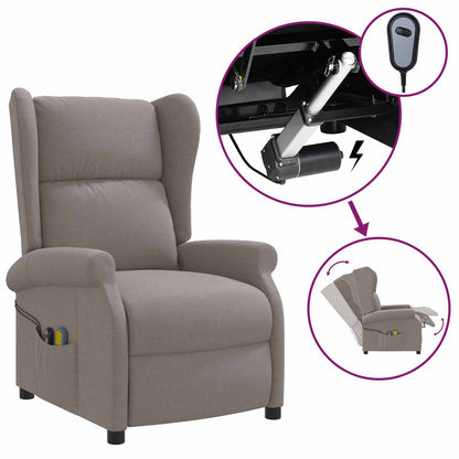 Wing Back elektrischer Massagesessel Taupe Stoff