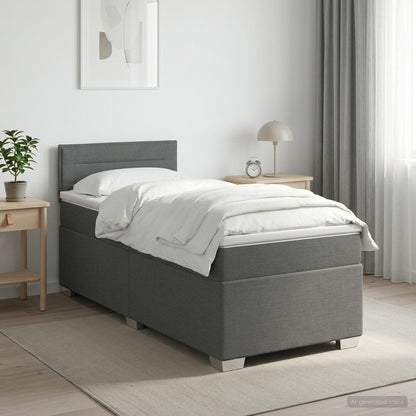 Boxspringbett mit Matratze Dunkelgrau 90 x 190 cm Stoff