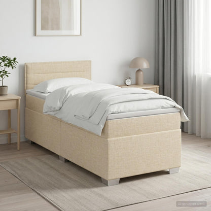 Boxspringbett mit Matratze mit Kopfteil Creme 90 x 200 cm Stoff
