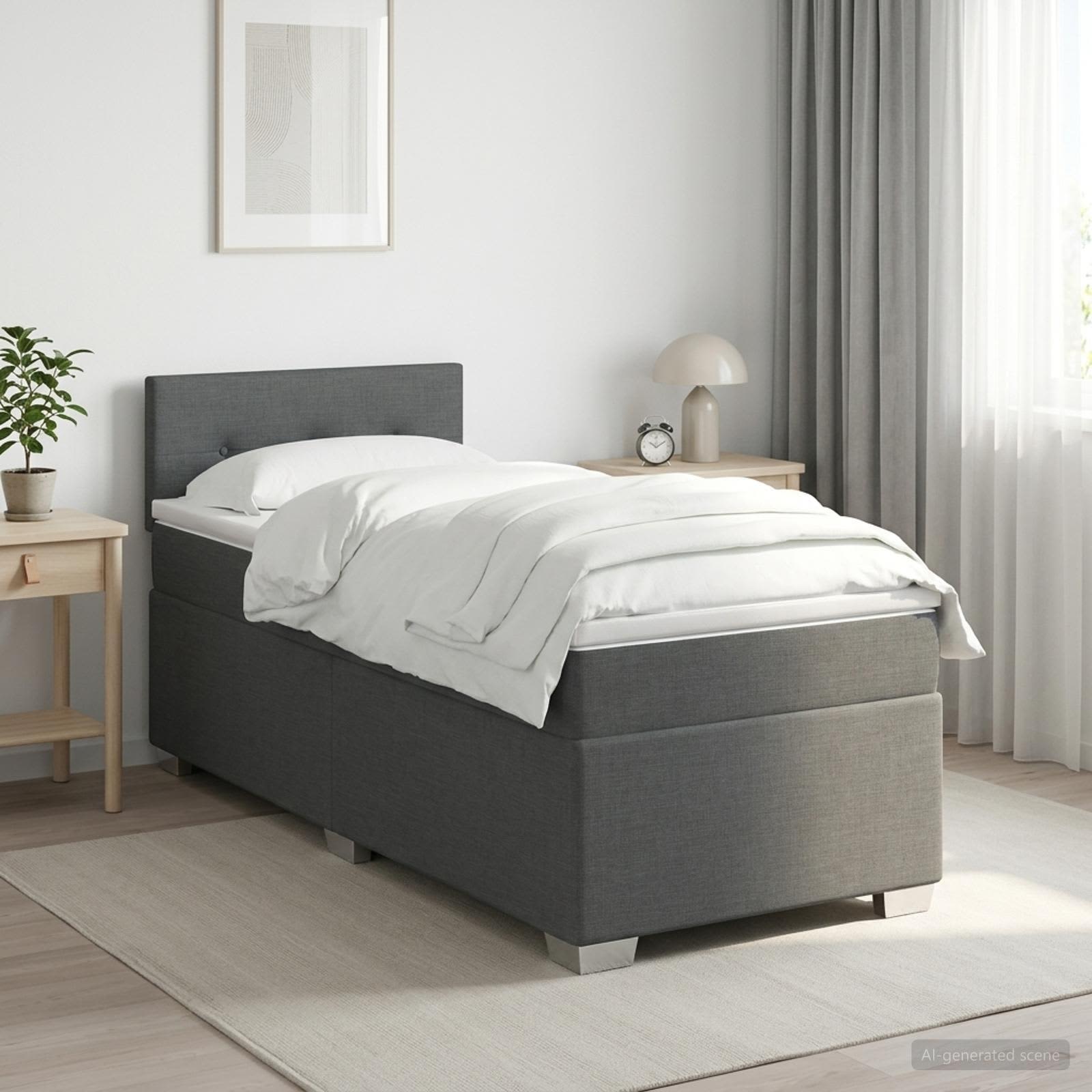 Boxspringbett mit Matratze Dunkelgrau 80 x 200 cm Stoff