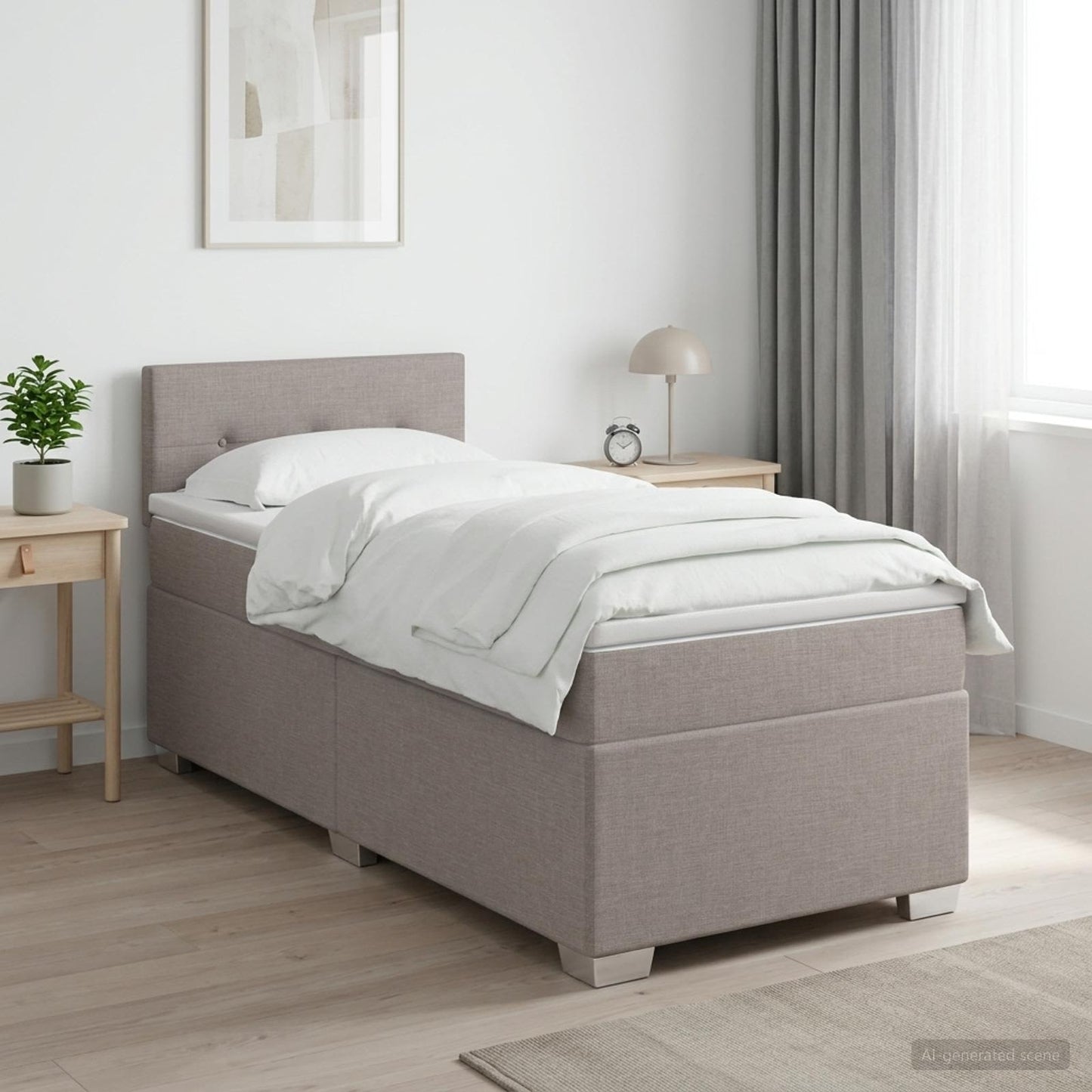 Boxspringbett mit Matratze mit Kopfteil Taupe 90 x 200 cm Stoff