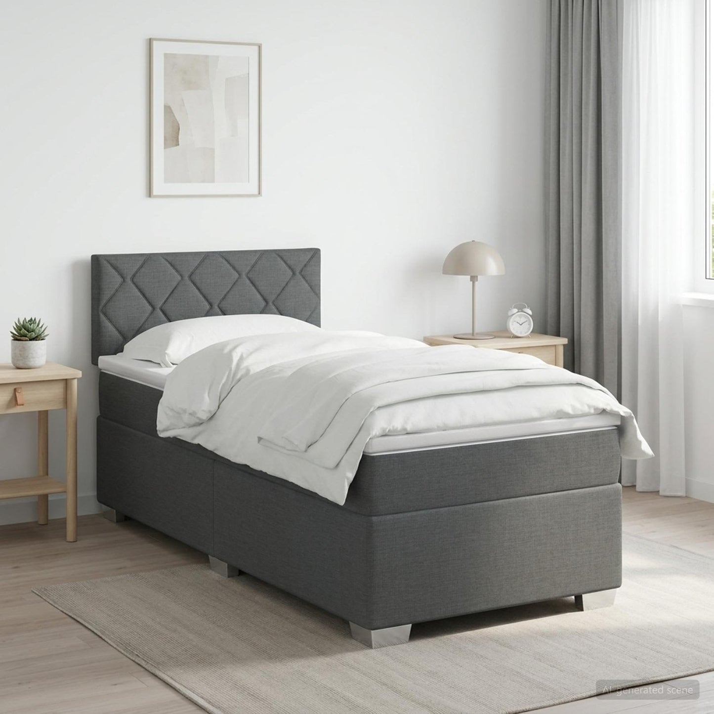 Boxspringbett mit Matratze Dunkelgrau 80 x 200 cm Stoff
