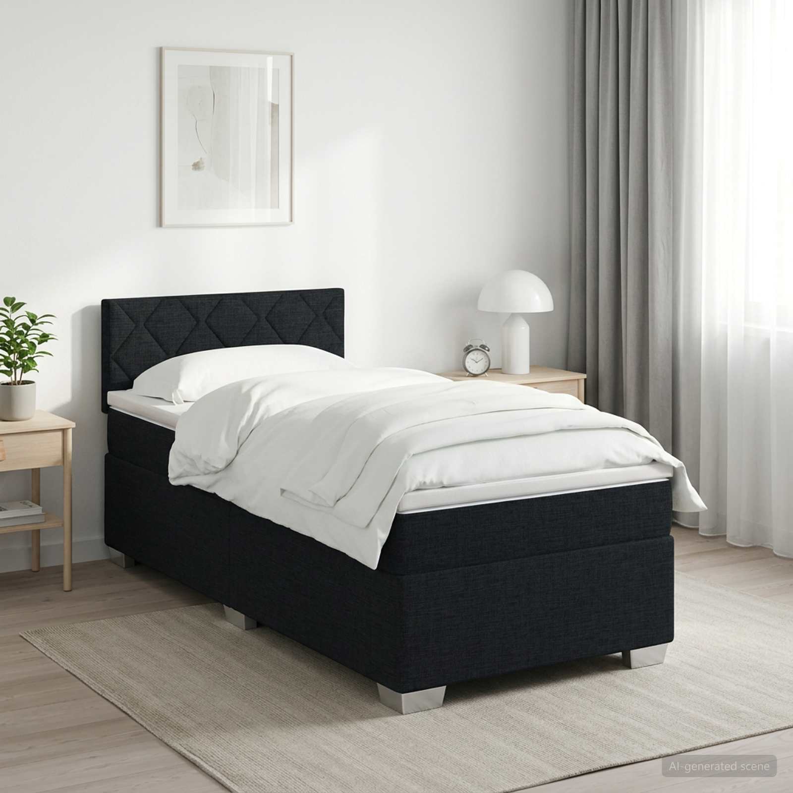 Boxspringbett mit Matratze Schwarz 80 x 200 cm Stoff