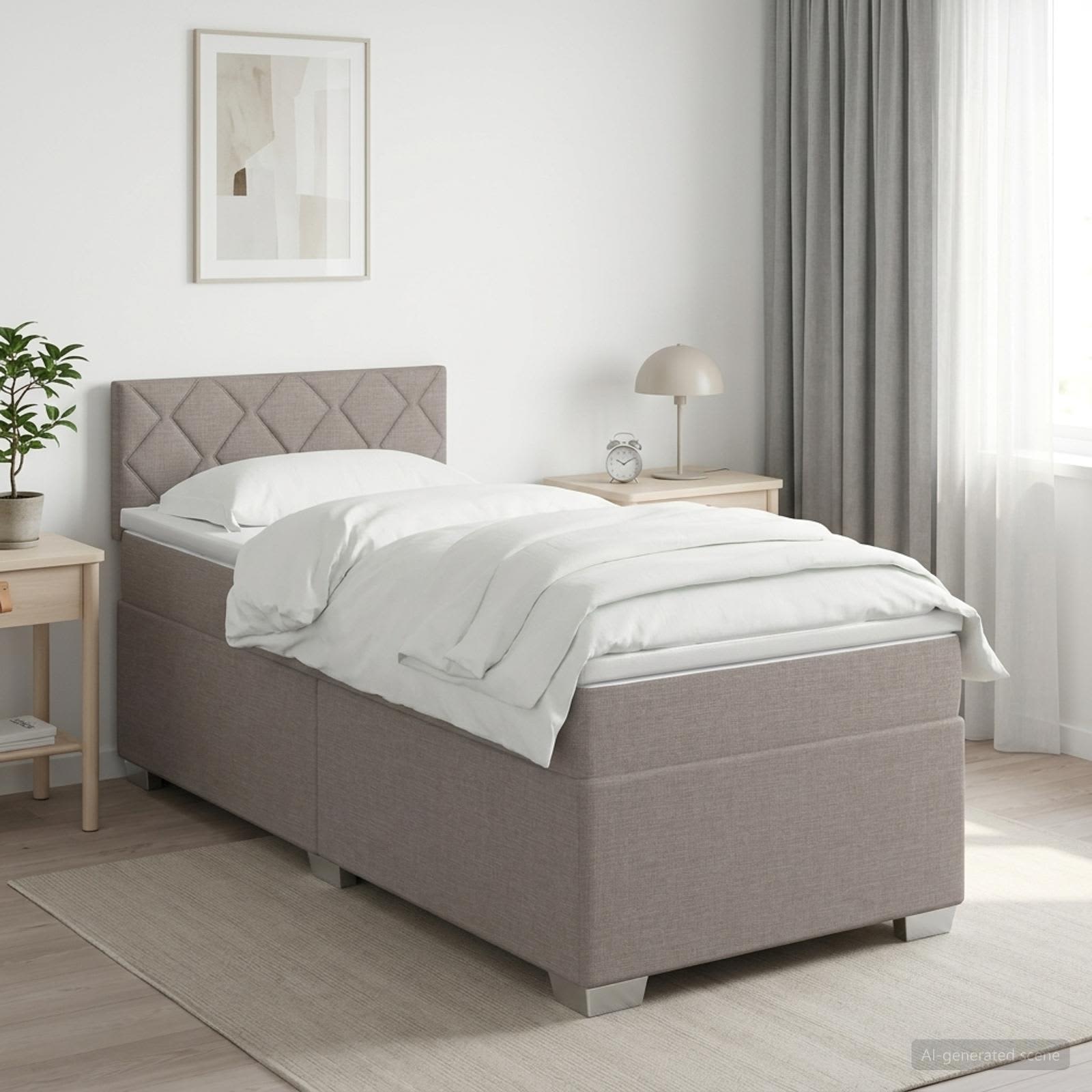 Boxspringbett mit Matratze mit Kopfteil Taupe 90 x 200 cm Stoff