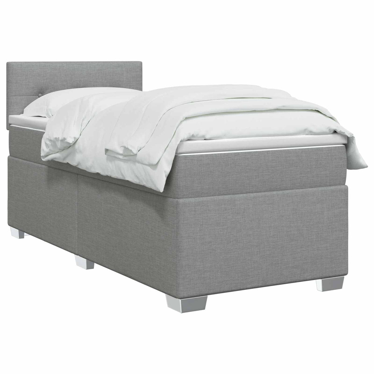 Boxspringbett mit Matratze Hellgrau 90 x 200 cm Stoff