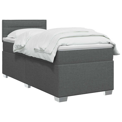 Boxspringbett mit Matratze Dunkelgrau 100 x 200 cm Stoff