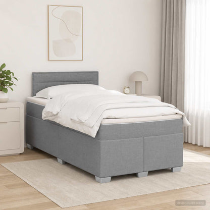 Boxspringbett mit Matratze Hellgrau 120 x 200 cm Stoff