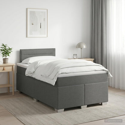 Boxspringbett mit Matratze Dunkelgrau 120 x 190 cm Stoff
