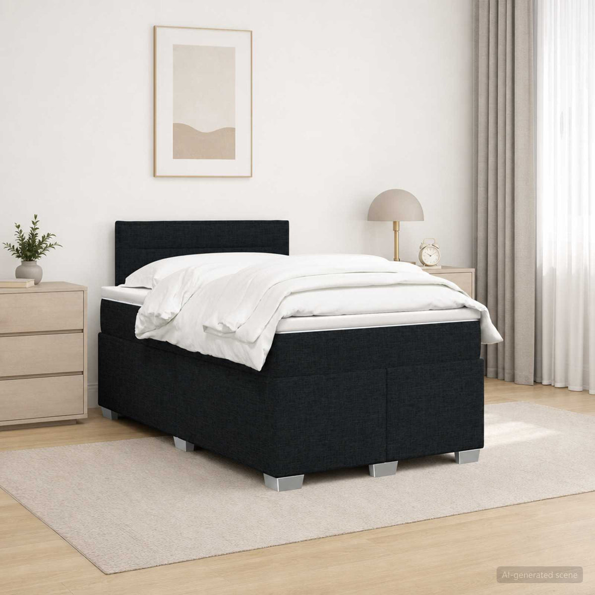 Boxspringbett mit Matratze Schwarz 120 x 200 cm Stoff