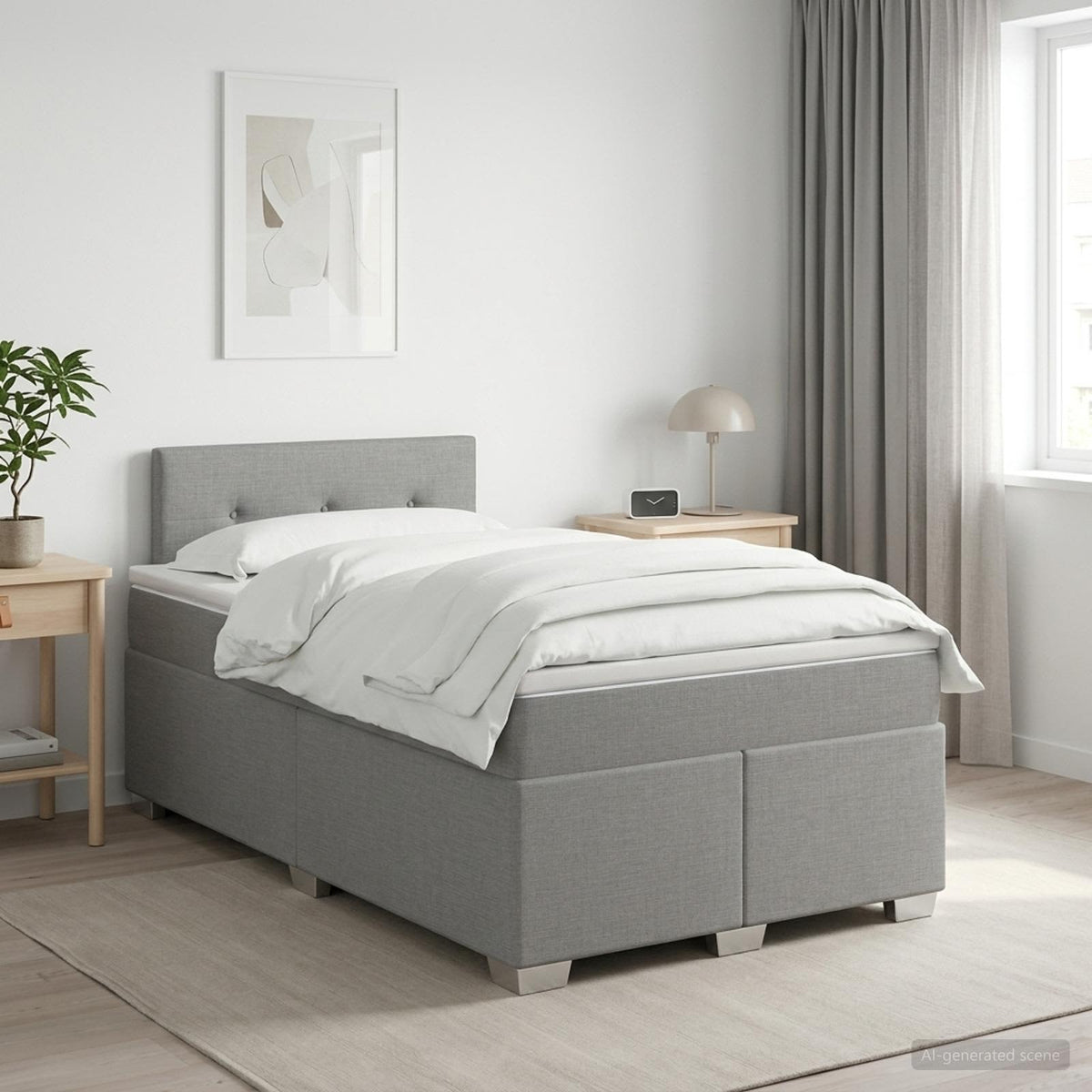 Boxspringbett mit Matratze Hellgrau 120 x 190 cm Stoff