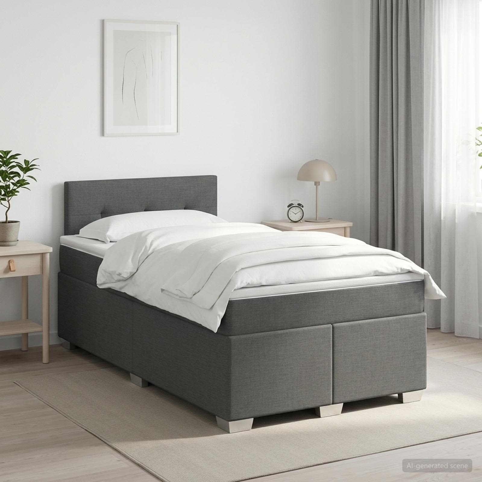 Boxspringbett mit Matratze Dunkelgrau 120 x 190 cm Stoff