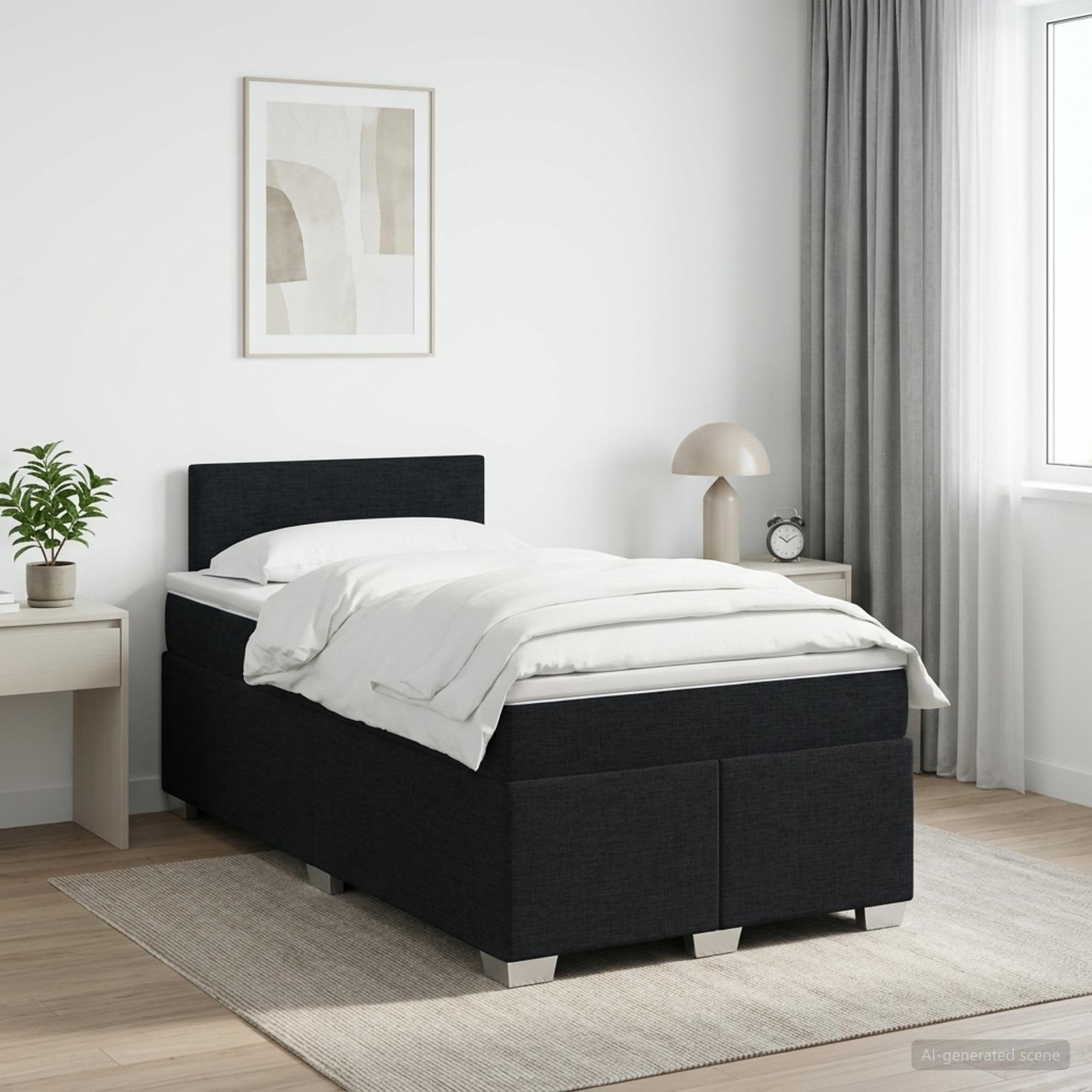 Boxspringbett mit Matratze Schwarz 120 x 190 cm Stoff