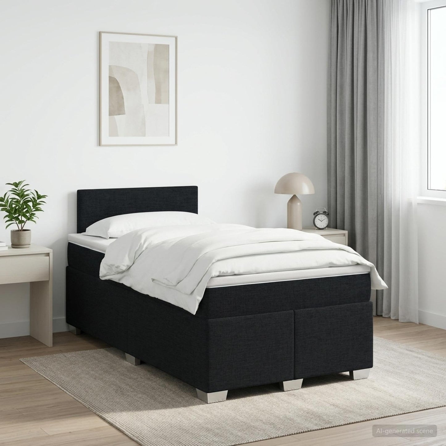 Boxspringbett mit Matratze Schwarz 120 x 200 cm Stoff