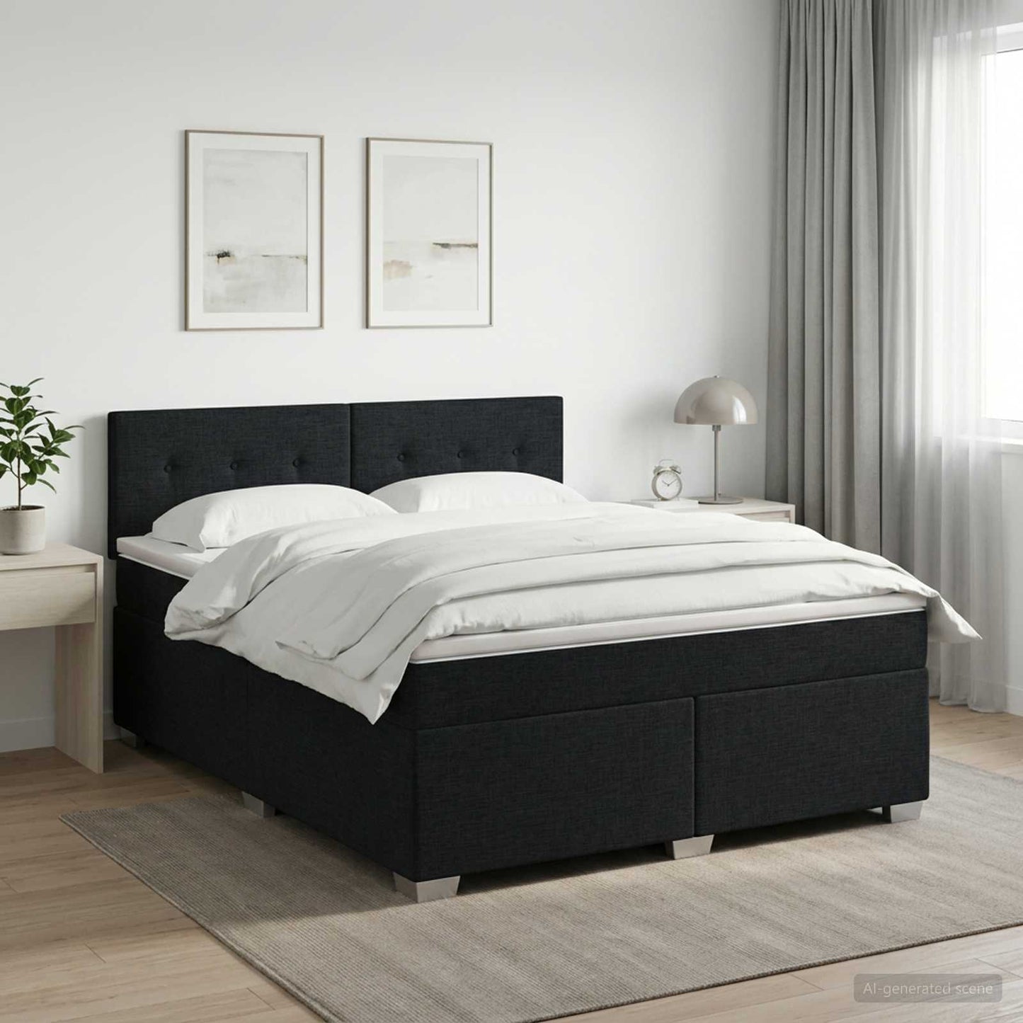 Boxspringbett mit Matratze Schwarz 180 x 200 cm Stoff