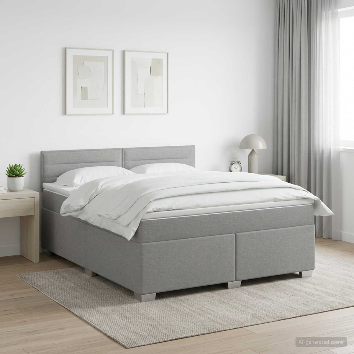 Boxspringbett mit Matratze Hellgrau 160 x 200 cm Stoff