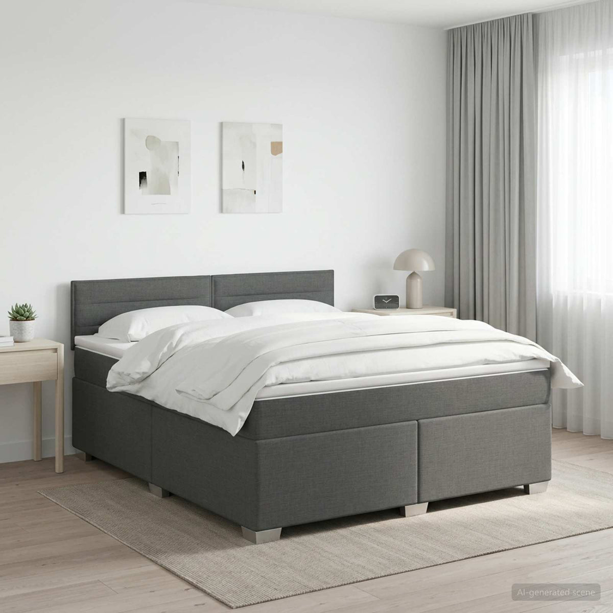 Boxspringbett mit Matratze Dunkelgrau 160 x 200 cm Stoff