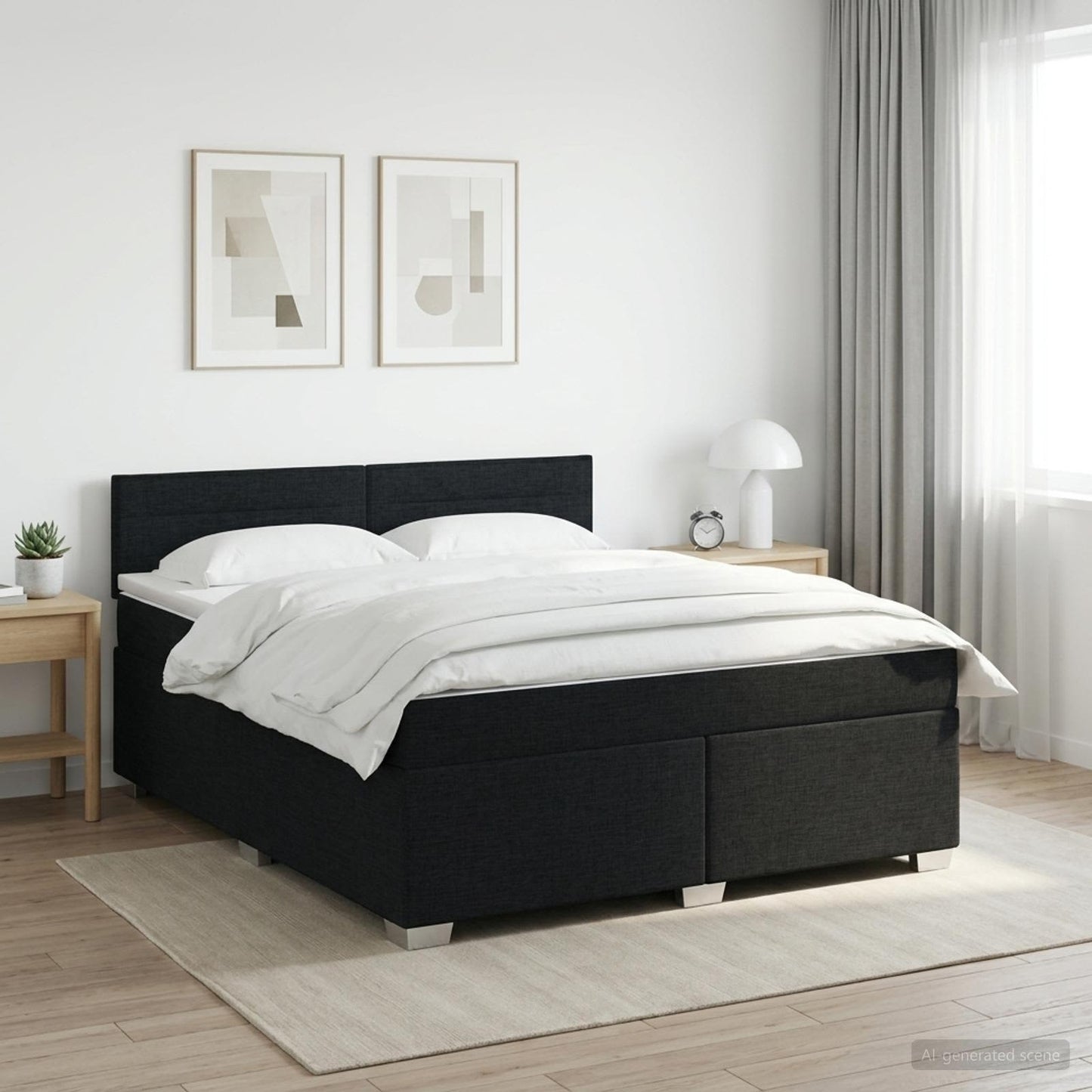 Boxspringbett mit Matratze Schwarz 140 x 190 cm Stoff