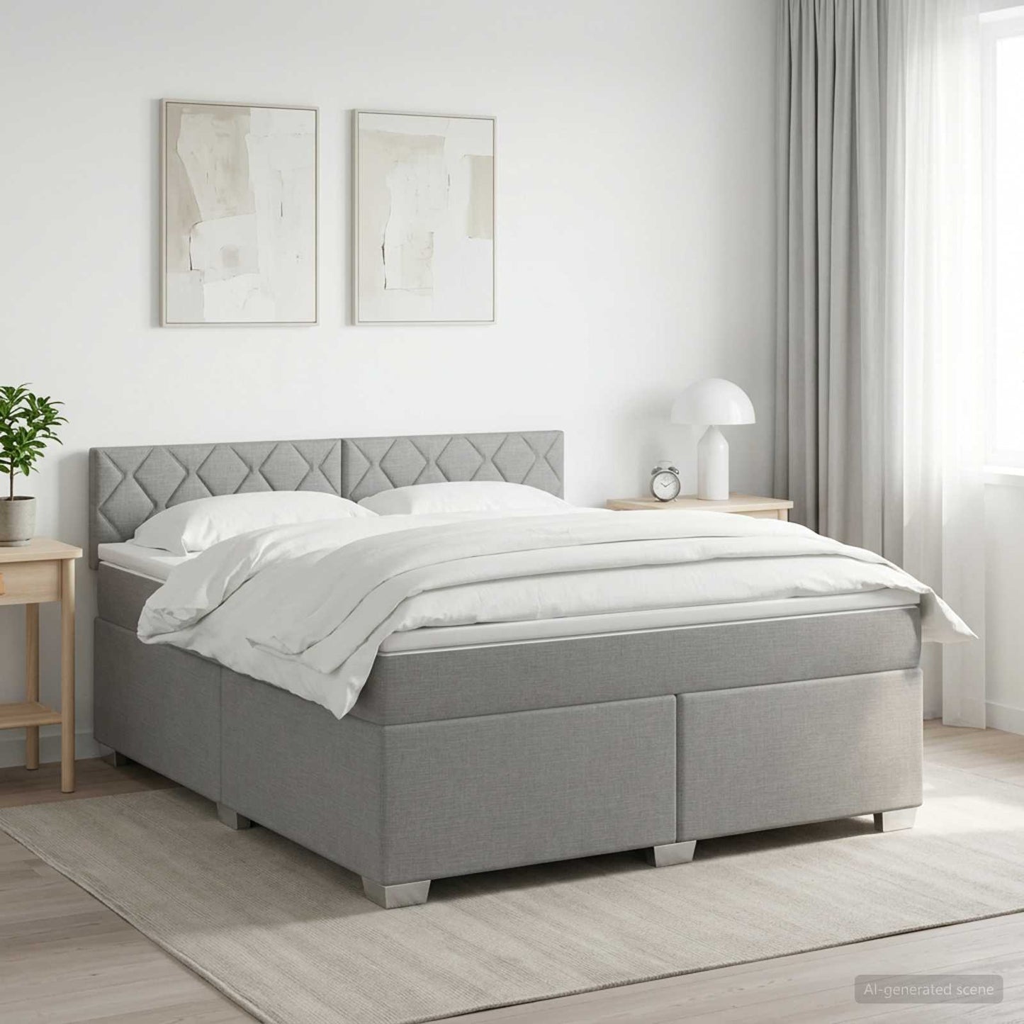 Boxspringbett mit Matratze Hellgrau 140 x 200 cm Stoff