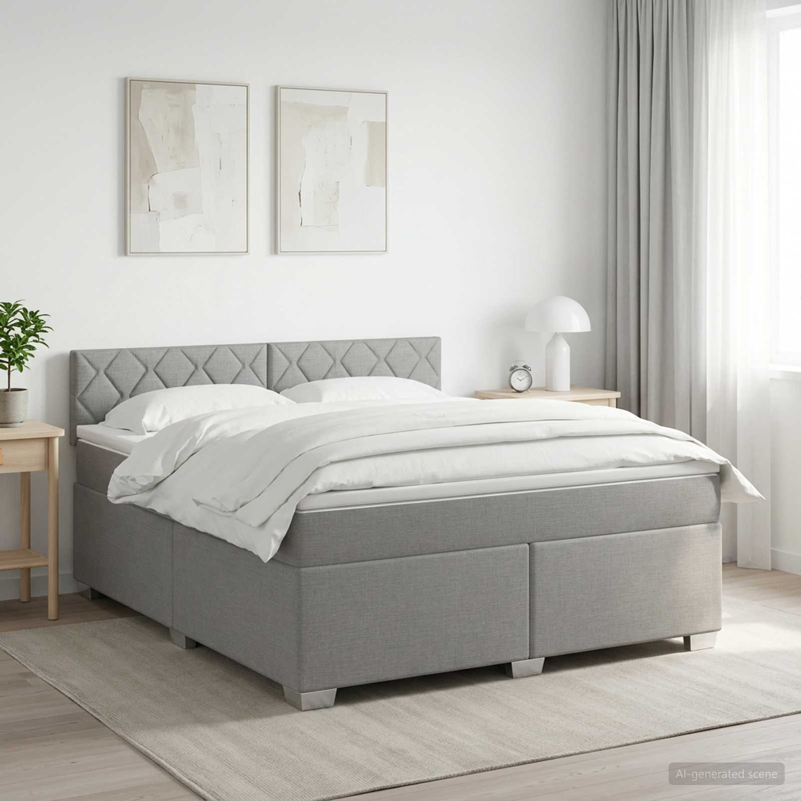 Boxspringbett mit Matratze Hellgrau 140 x 200 cm Stoff