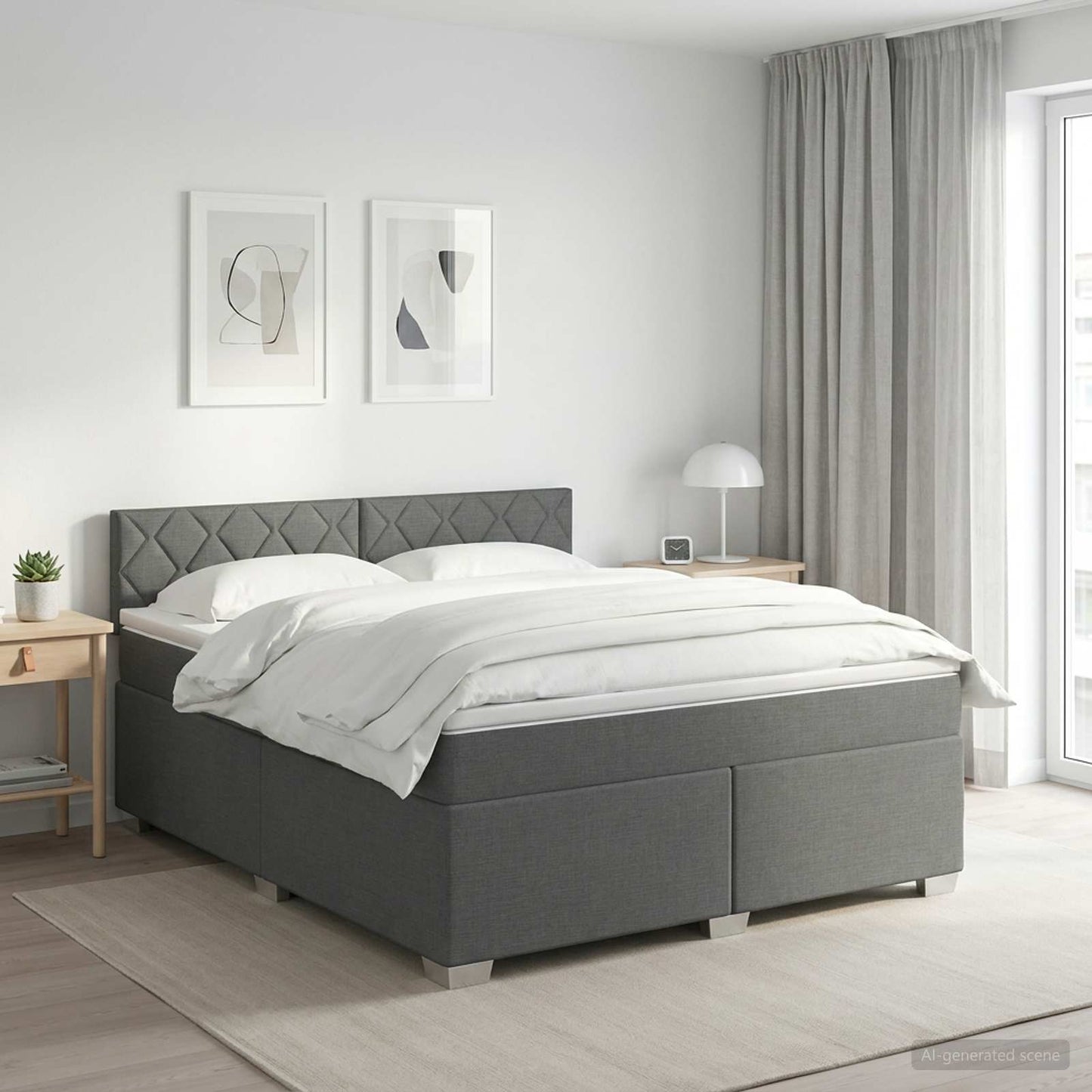 Boxspringbett mit Matratze Dunkelgrau 160 x 200 cm Stoff