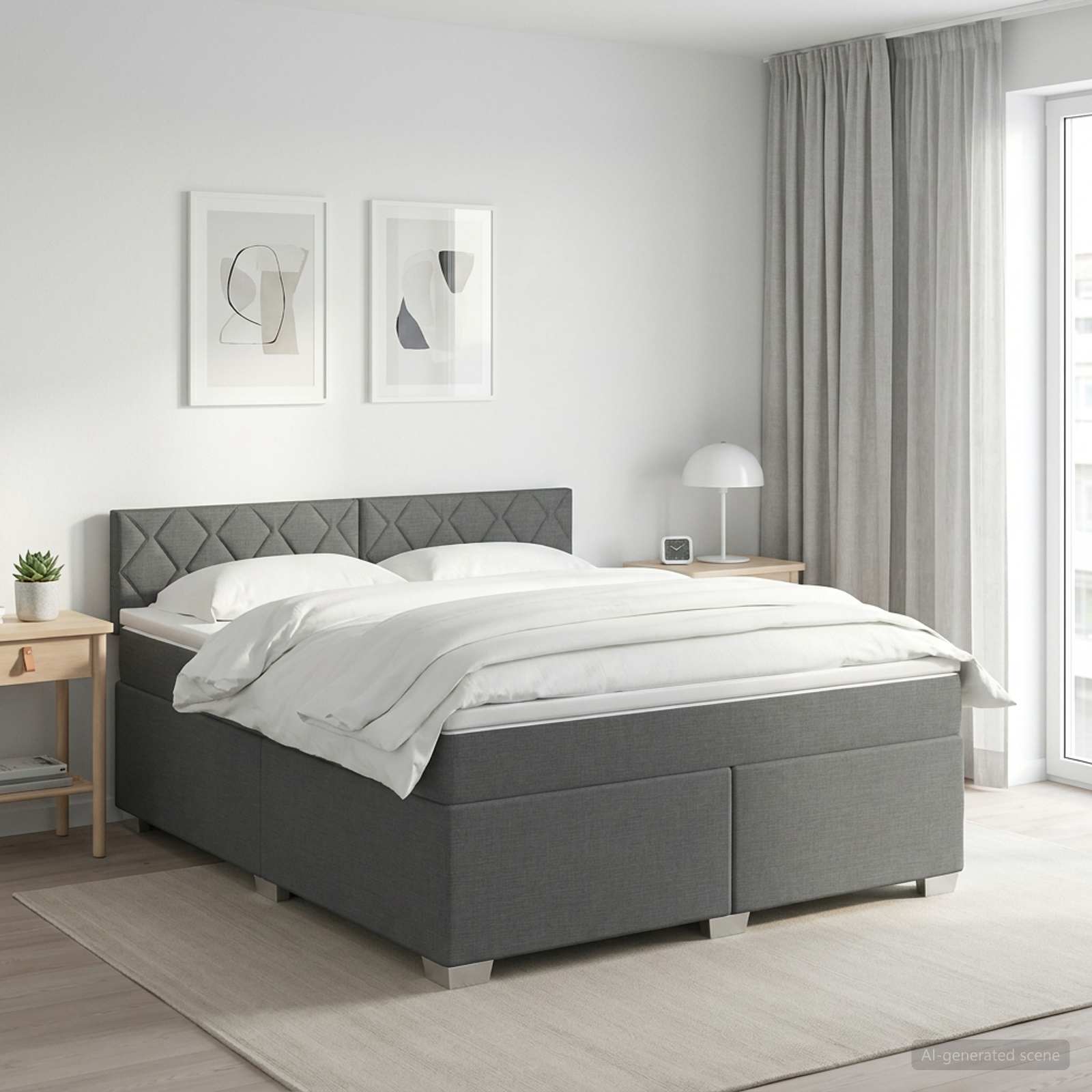 Boxspringbett mit Matratze Dunkelgrau 160 x 200 cm Stoff