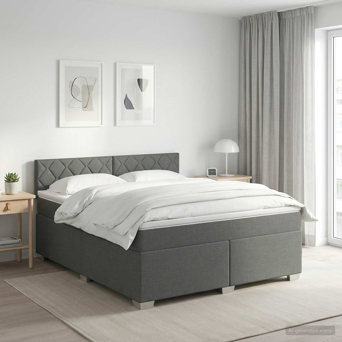 Boxspringbett mit Matratze Dunkelgrau 140 x 200 cm Stoff