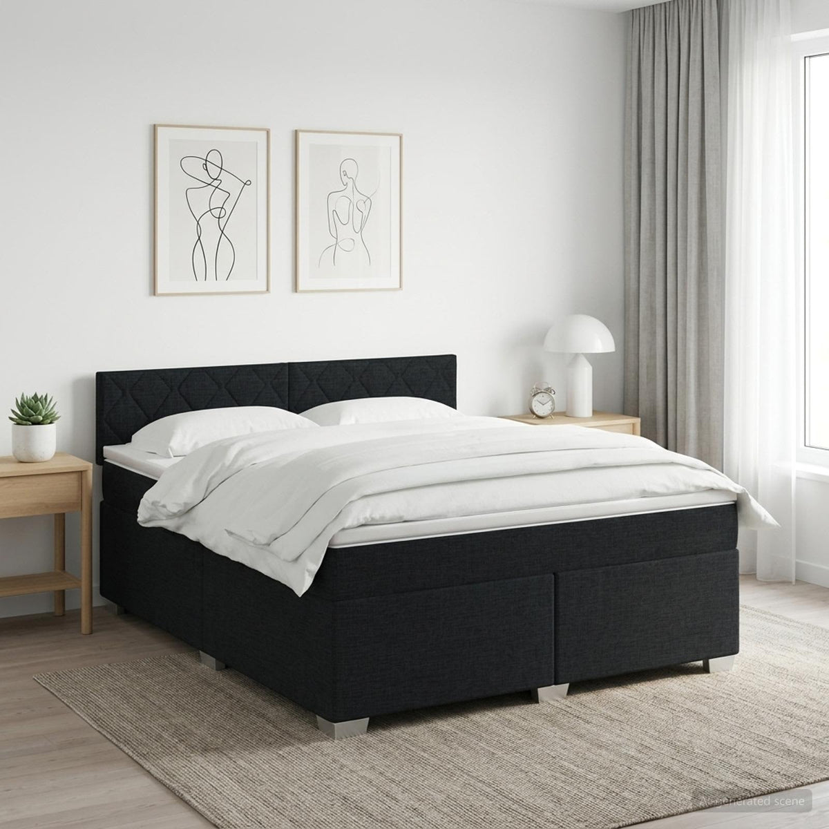 Boxspringbett mit Matratze Schwarz 160 x 200 cm Stoff