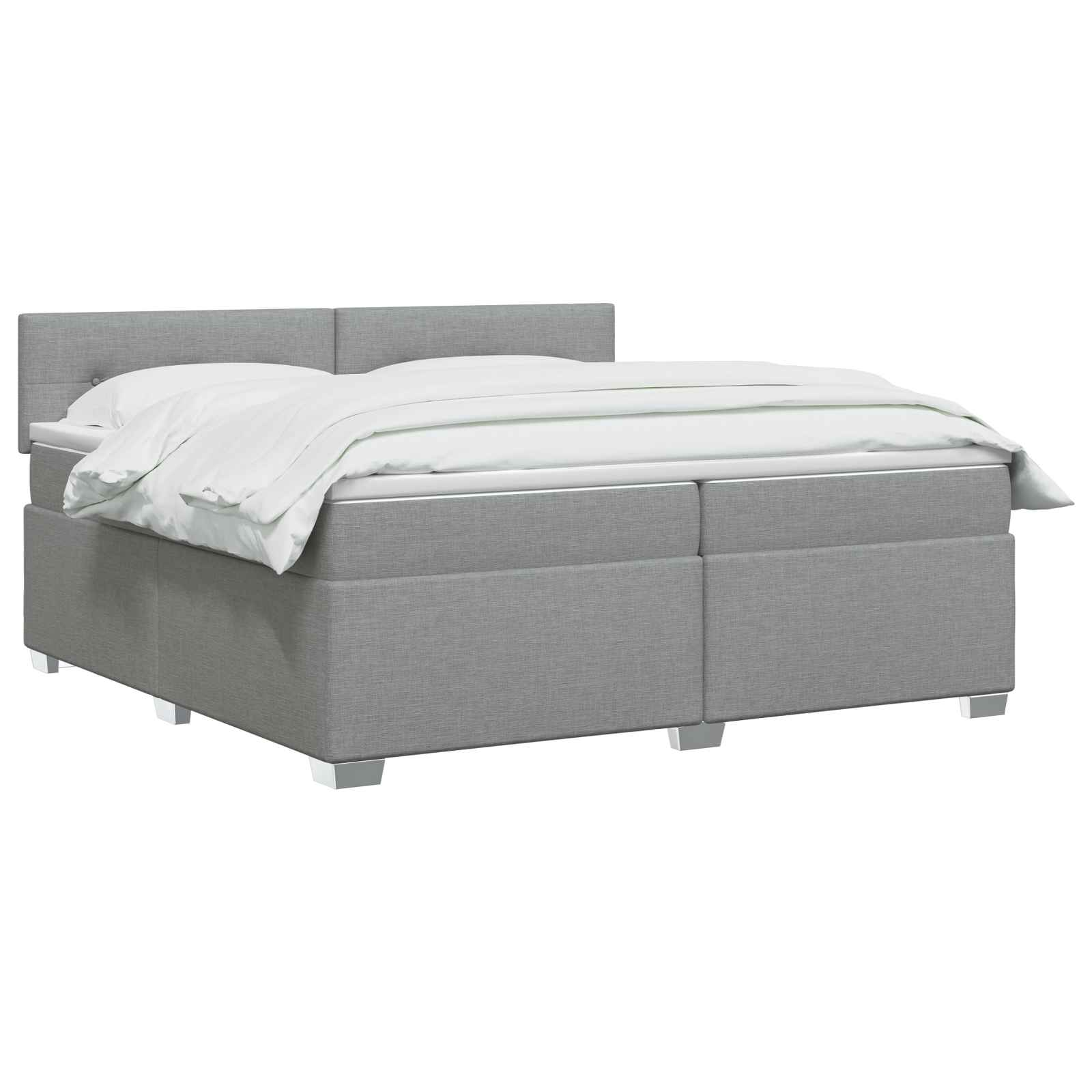 Boxspringbett mit Matratze Hellgrau 200 x 200 cm Stoff