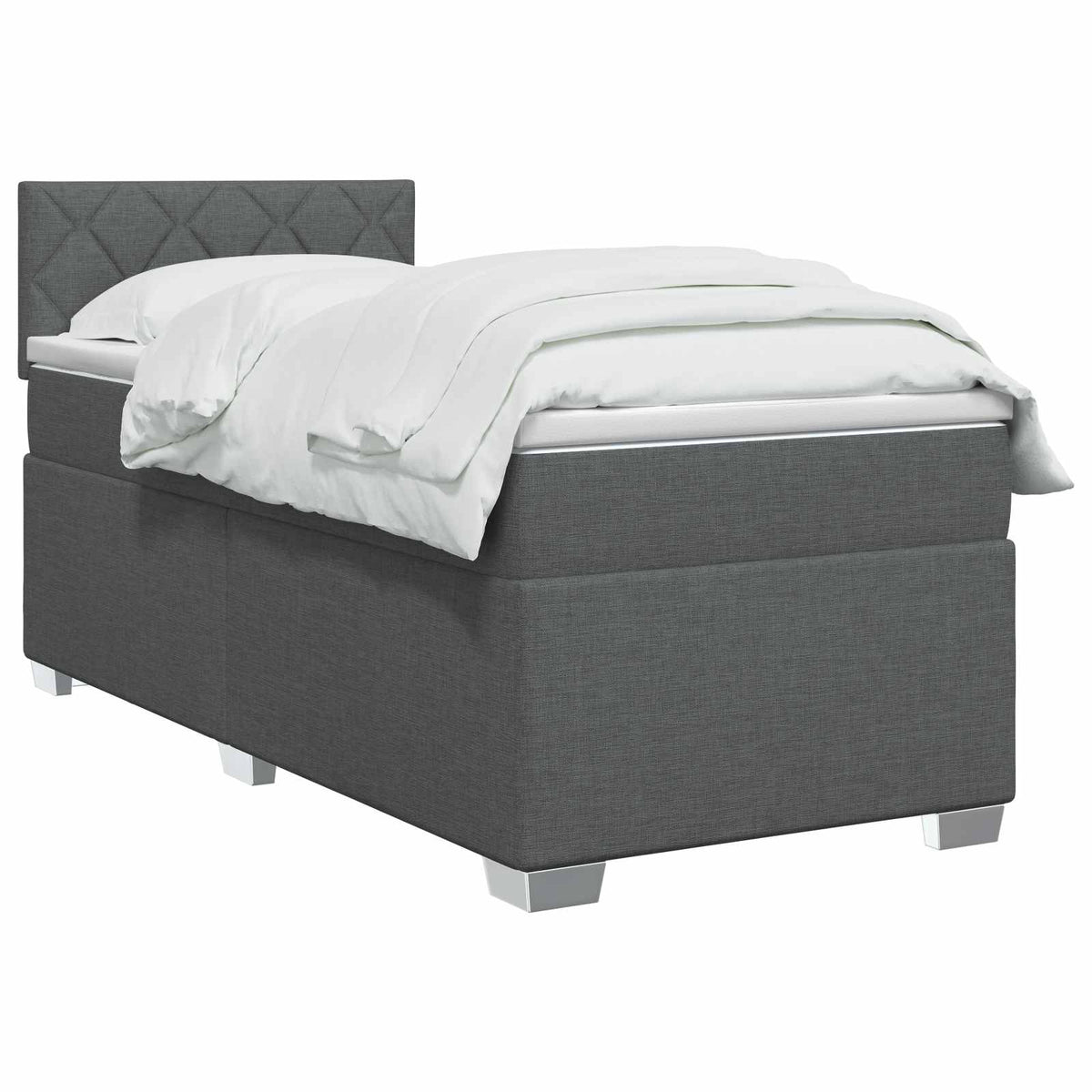 Boxspringbett mit Matratze Dunkelgrau 90 x 190 cm Stoff