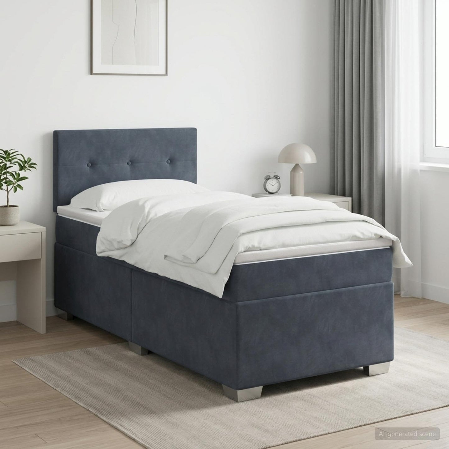 Boxspringbett mit Matratze Dunkelgrau 90 x 190 cm Samt