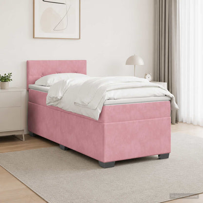 Boxspringbett mit Matratze mit Kopfteil Rosa 90 x 200 cm Samt
